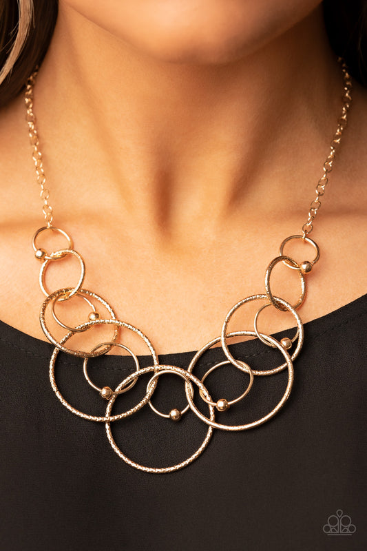 Paparazzi Accessories-Encircled in Elegance Gold Interlocking Necklace Set