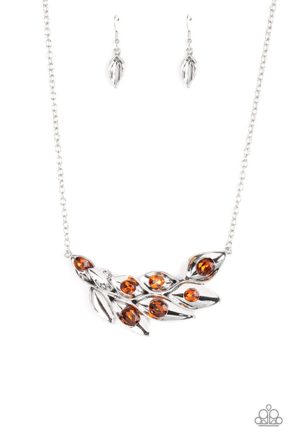 Paparazzi Accessories-Enviable Elegance Brown Leafy Topaz Necklace Set