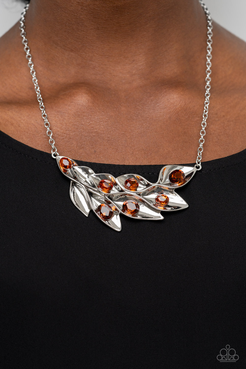 Paparazzi Accessories-Enviable Elegance Brown Leafy Topaz Necklace Set