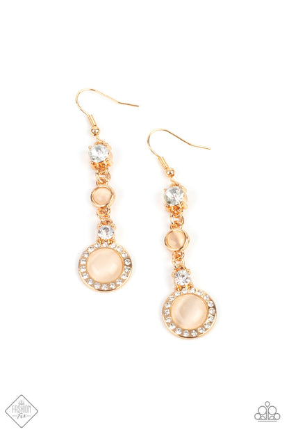 Paparazzi Accessories-Epic Elegance Gold Champagne Cat's Eye Earrings