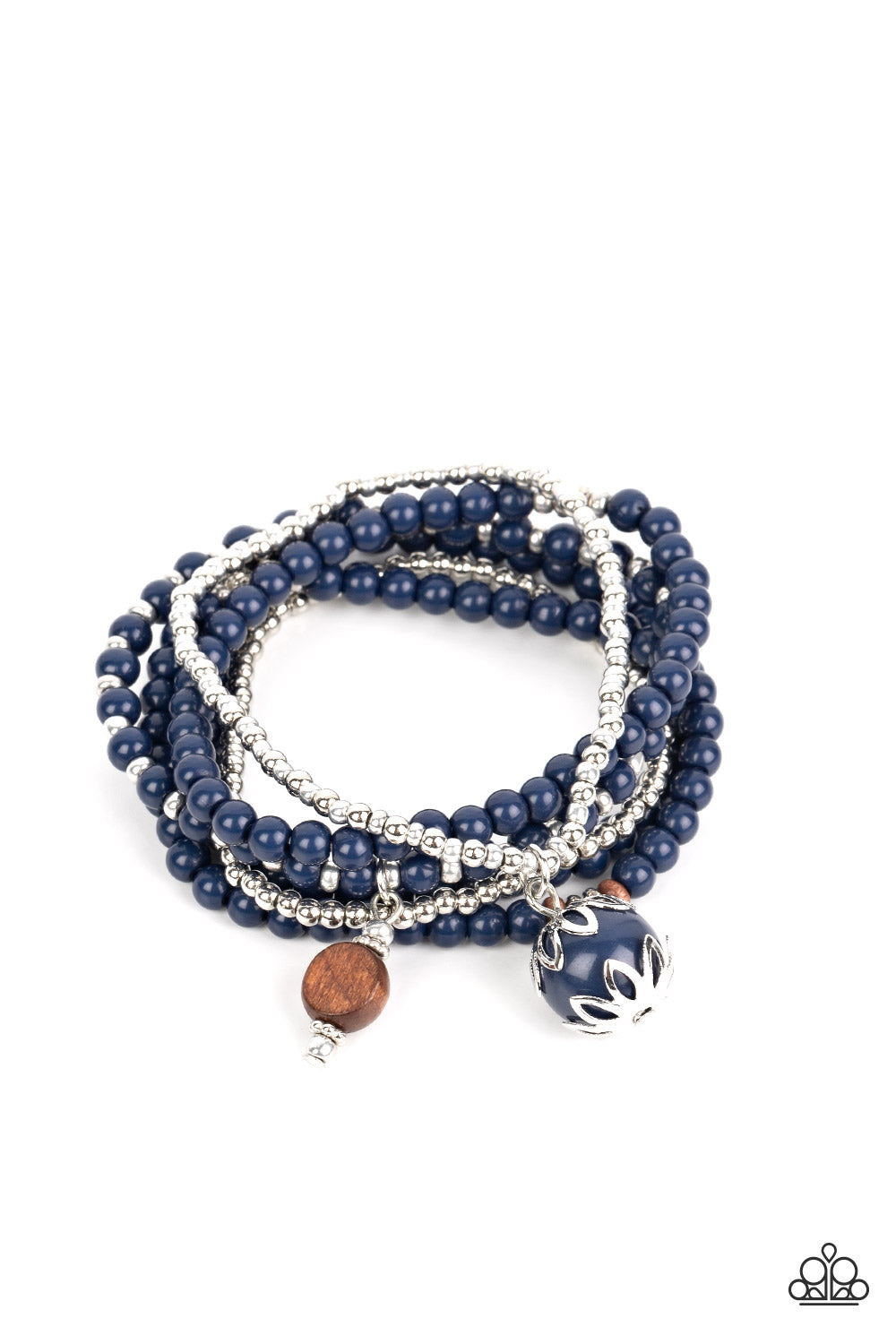 Paparazzi Accessories-Epic Escapade Navy Blue Wooden Bead Bracelet