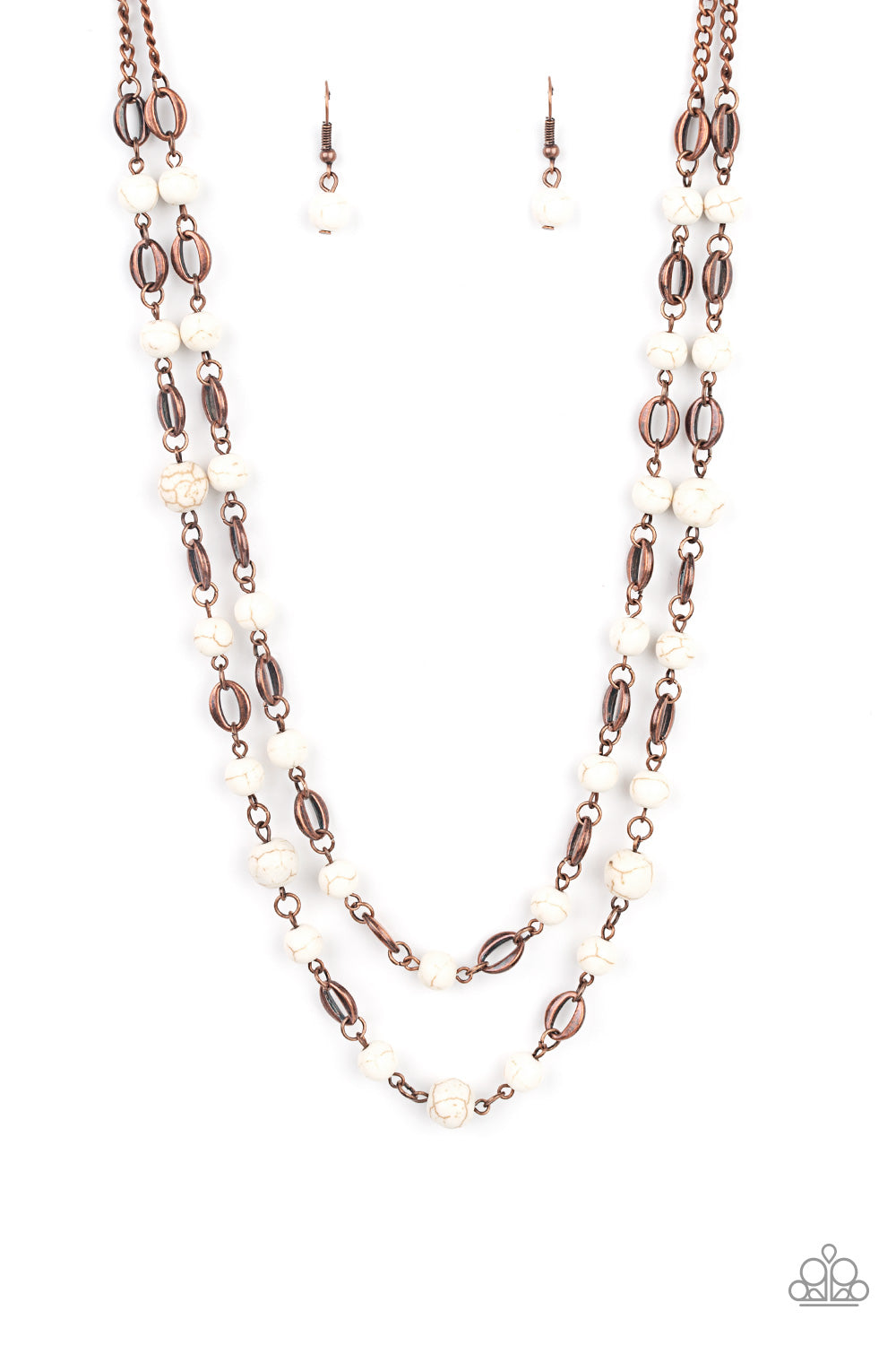 Paparazzi Accessories-Essentially Earthy Copper White Stone Necklace Set