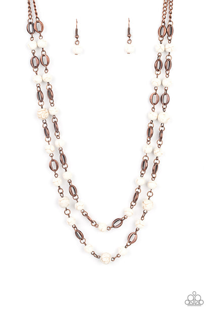 Paparazzi Accessories-Essentially Earthy Copper White Stone Necklace Set
