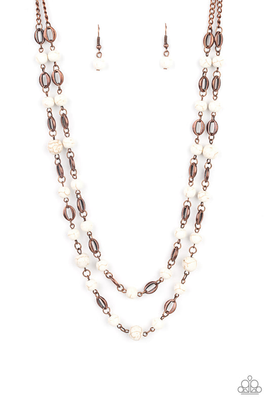 Paparazzi Accessories-Essentially Earthy Copper White Stone Necklace Set