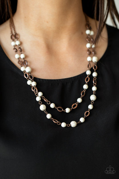 Paparazzi Accessories-Essentially Earthy Copper White Stone Necklace Set
