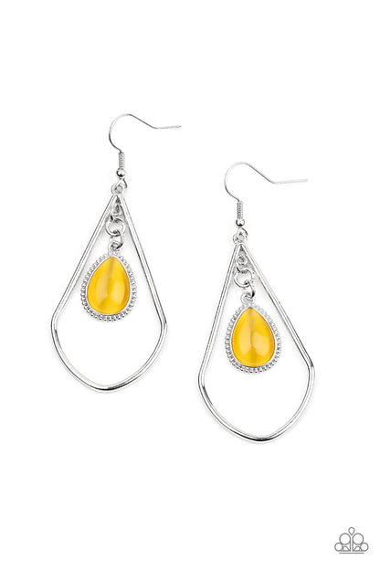 Paparazzi Accessories-Ethereal Elegance Yellow Earrings