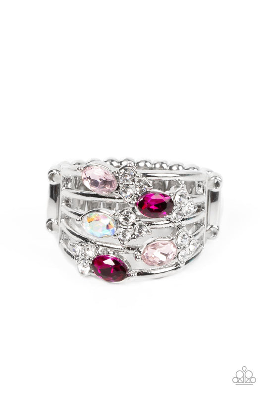 Paparazzi Accessories-Ethereal Escapade Pink Fuchsia Rhinestone Ring