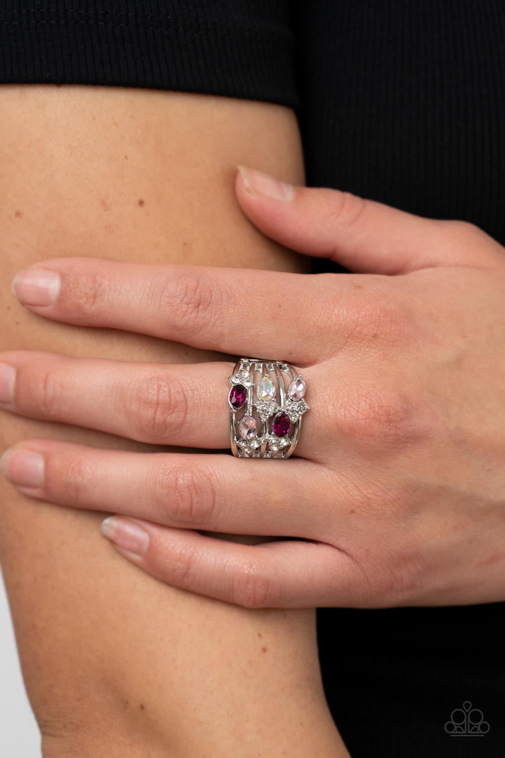 Paparazzi Accessories-Ethereal Escapade Pink Fuchsia Rhinestone Ring