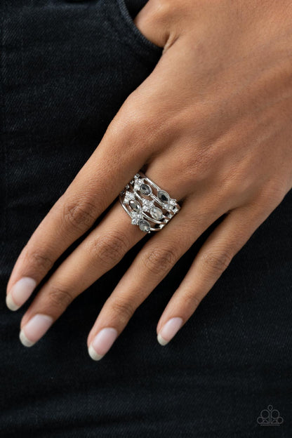 Paparazzi Accessories-Ethereal Escapade Silver Dainty Hematite Rings