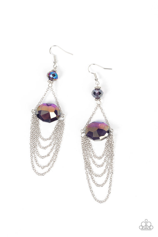 Paparazzi Accessories-Ethereally Extravagant Iridescent Purple Gem Earrings