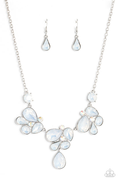 Paparazzi Accessories-Everglade Escape White Opalescent Necklace Set