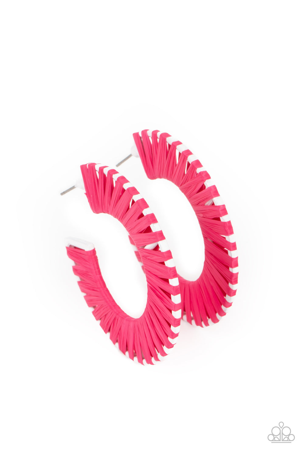 Paparazzi Accessories-Everybody Conga! Pink Wicker Earrings