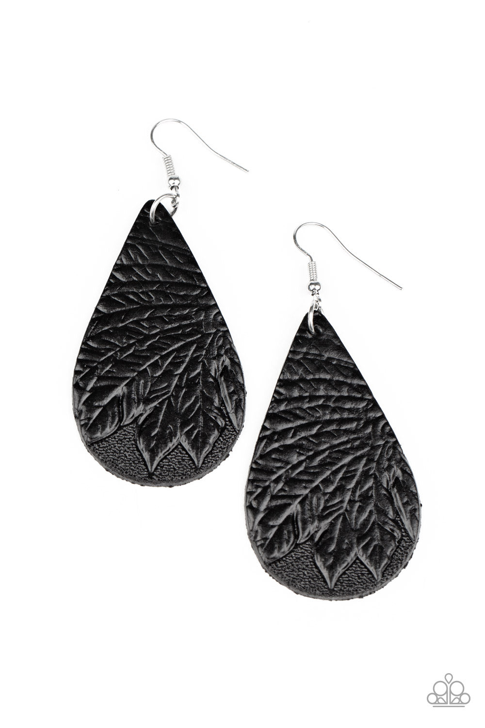 Paparazzi Accessories-Everyone Remain PALM! Black Teardrop Earrings