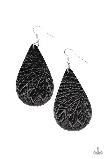 Paparazzi Accessories-Everyone Remain PALM! Black Teardrop Earrings