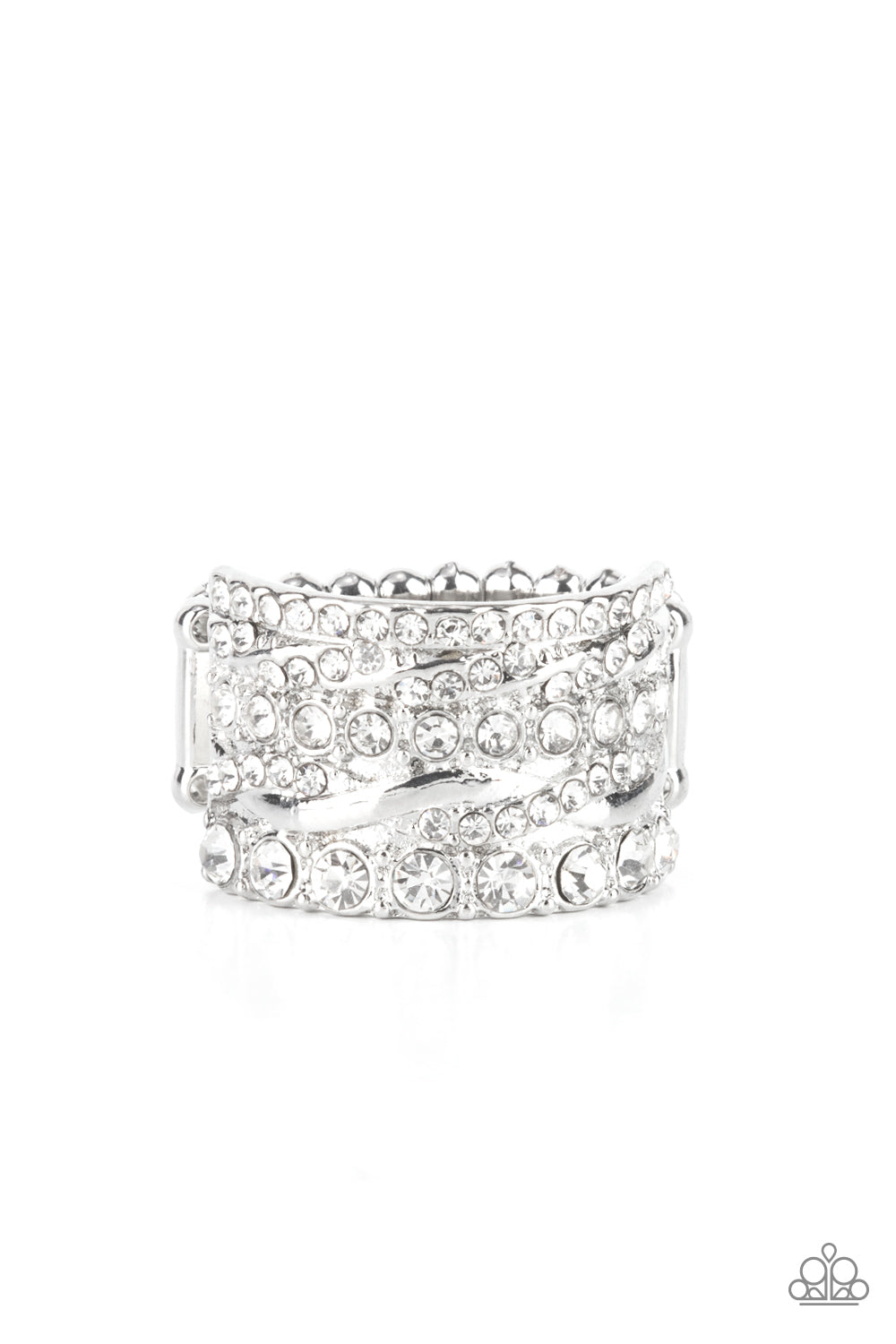 Paparazzi Accessories-Exclusive Elegance Stacked White Rhinestone Rings