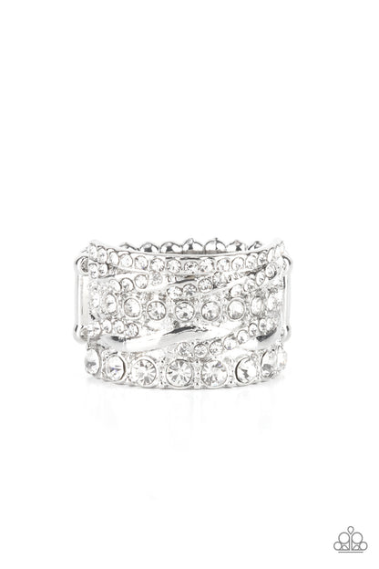 Paparazzi Accessories-Exclusive Elegance Stacked White Rhinestone Rings