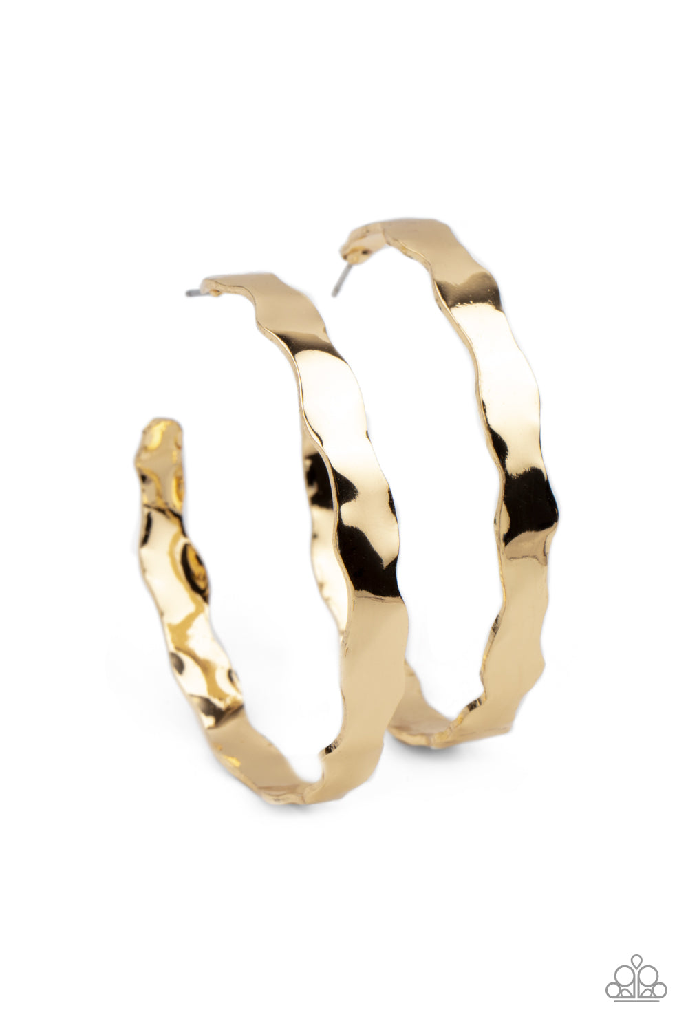 Paparazzi Accessories-Exhilarated Edge Gold Hoop Earrings