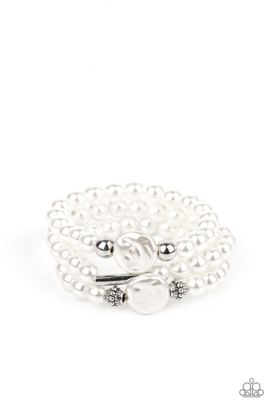 Paparazzi Accessories-Exquisitely Elegant Pearly White Bracelet