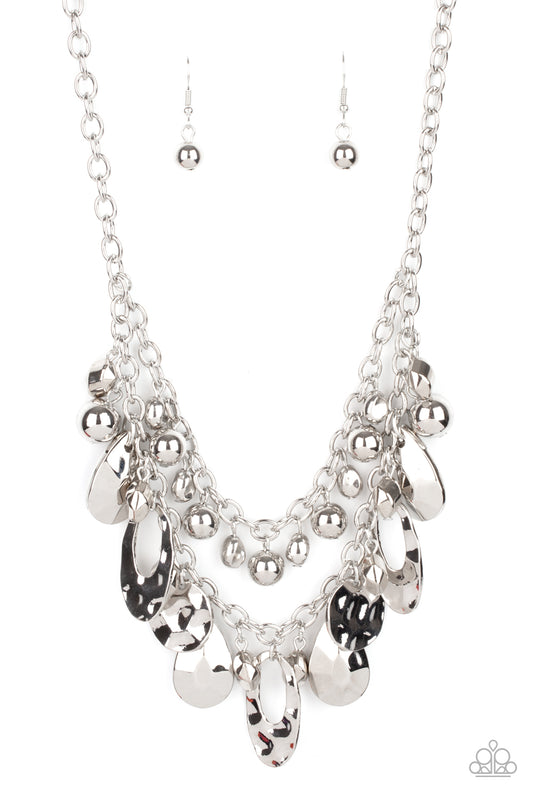 Paparazzi Accessories-Silver Beads/Teardrop Necklace Set