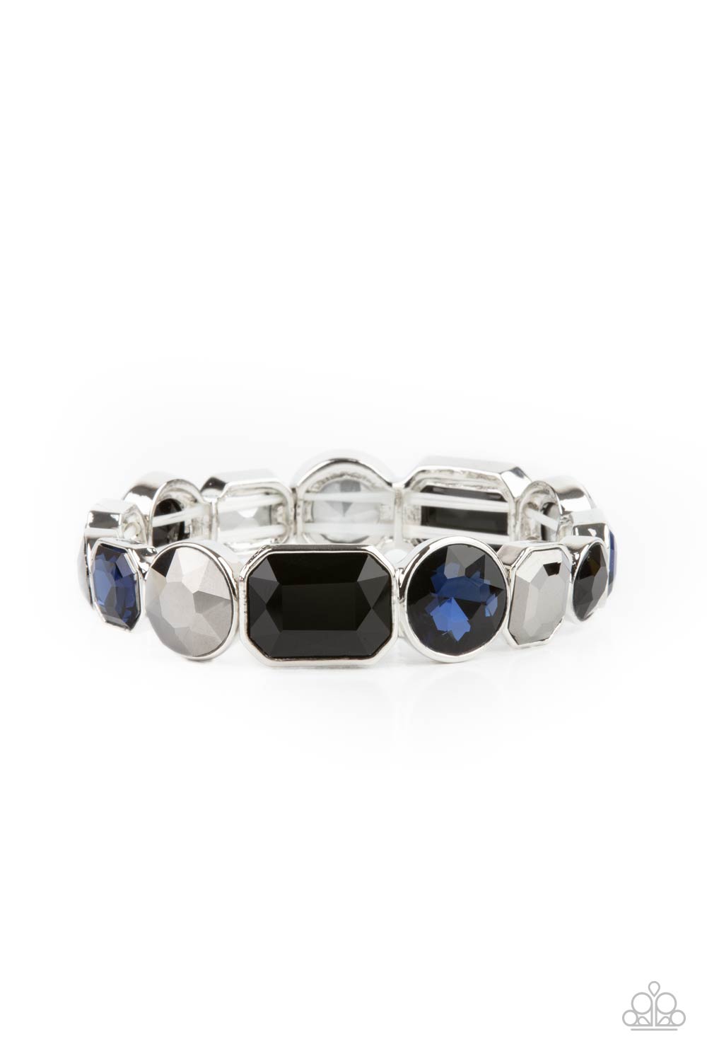 Paparazzi Accessories-Extra Exposure Multi Blue/Black/Hematite Rhinestone Bracelet
