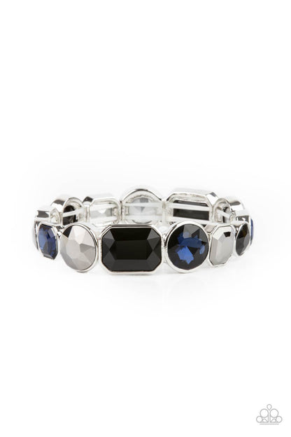 Paparazzi Accessories-Extra Exposure Multi Blue/Black/Hematite Rhinestone Bracelet