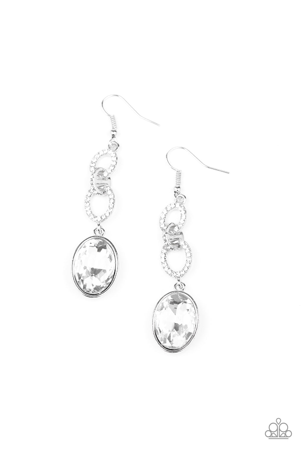 Paparazzi Accessories-Extra Ice Queen White Earrings