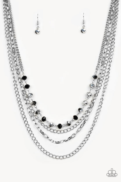 Paparazzi Accessories-Extravagant Elegance Multi Silver Black Bead Necklace Set