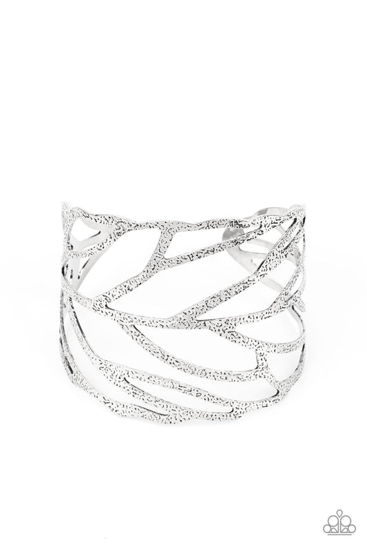 Paparazzi Accessories-FLOCK< Stock, and Barrel Silver Feather Wrap Cuff Bracelet