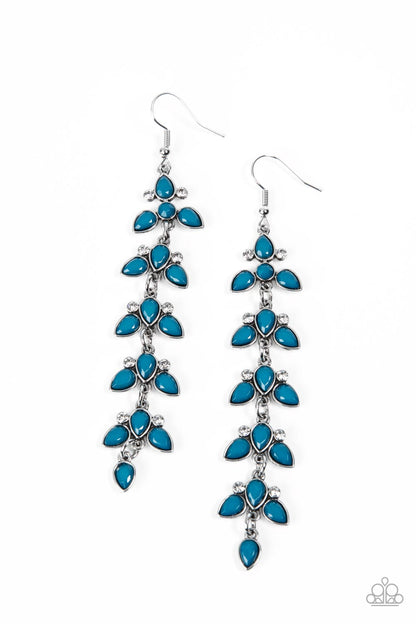 Paparazzi Accessories-Fanciful Foliage Blue Mykonos Teardrop Earrings
