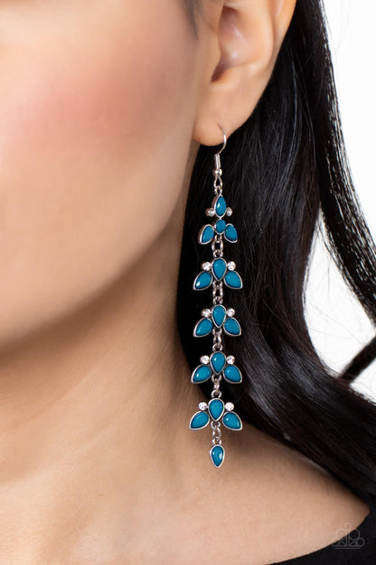 Paparazzi Accessories-Fanciful Foliage Blue Mykonos Teardrop Earrings