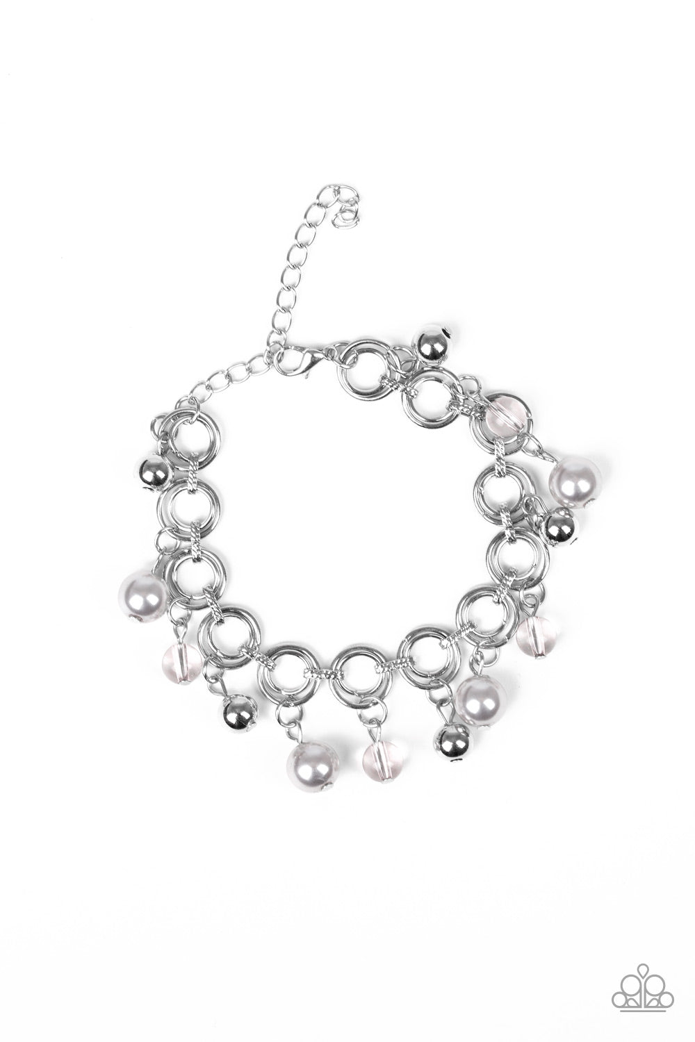 Paparazzi Accessories-Fancy Fascination Silver/Pearly Bead Bracelet