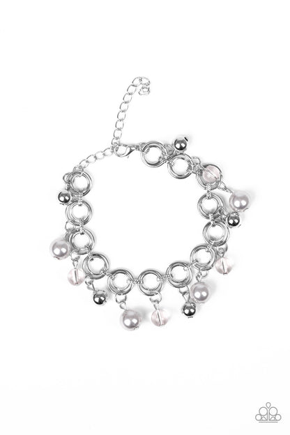 Paparazzi Accessories-Fancy Fascination Silver/Pearly Bead Bracelet