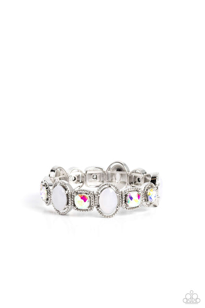 Paparazzi Accessories-Fashion Fairy Tale White Oval Iridescent Bracelet
