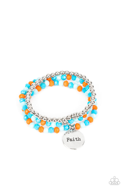 Paparazzi Accessories-Fashionable Faith Multi Beads W/Faith Disc Bracelet