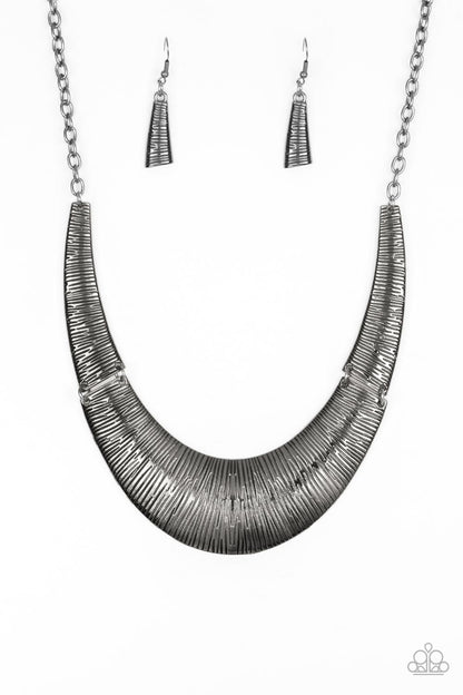 Paparazzi Accessories-Feast or Famine Black Crescent Necklace Set