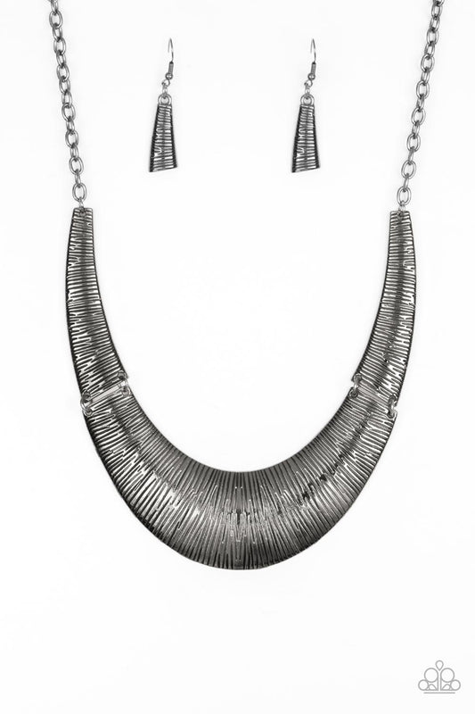 Paparazzi Accessories-Feast or Famine Black Crescent Necklace Set