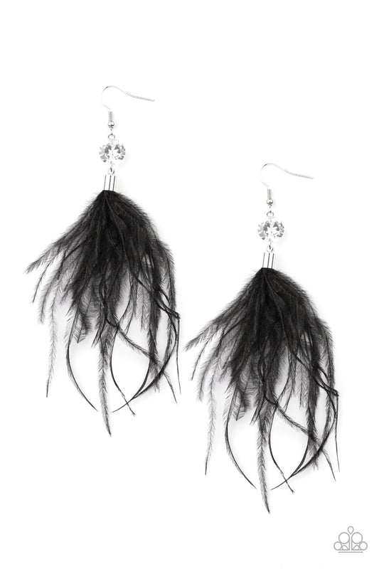 Paparazzi Accessories-Feathered Flamboyance Black Earring