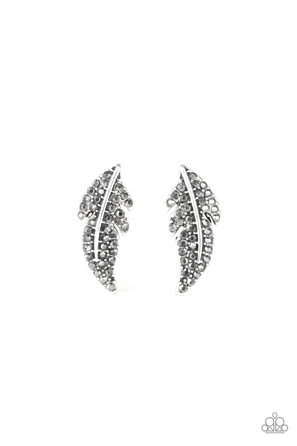 Paparazzi Accessories-Feathered Fortune Silver Earrings