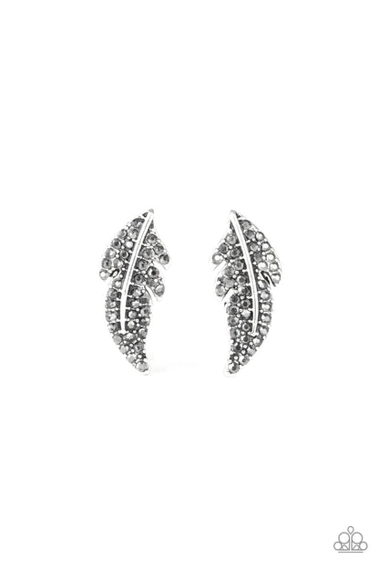 Paparazzi Accessories-Feathered Fortune Silver Earrings