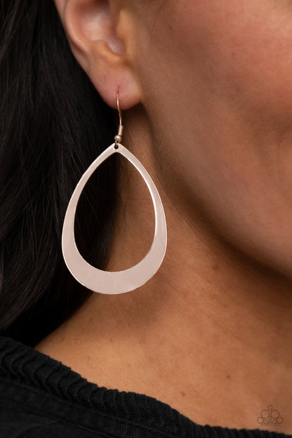 Paparazzi Accessories-Fierce Fundamentals Rose Gold Teardrop Earrings