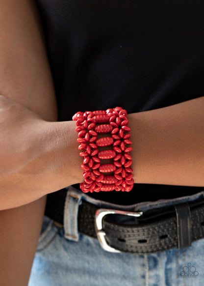 Paparazzi Accessories-Fiji Flavor Red Wood Bracelet