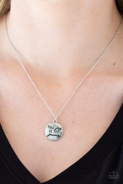 Paparazzi Accessories-Find Joy Silver Inspirational Pendant Necklace Set