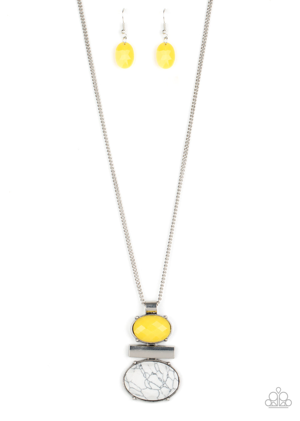 Paparazzi Accessories-Finding Balance Yellow Stone Necklace Set