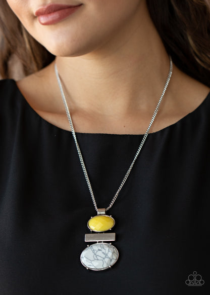 Paparazzi Accessories-Finding Balance Yellow Stone Necklace Set