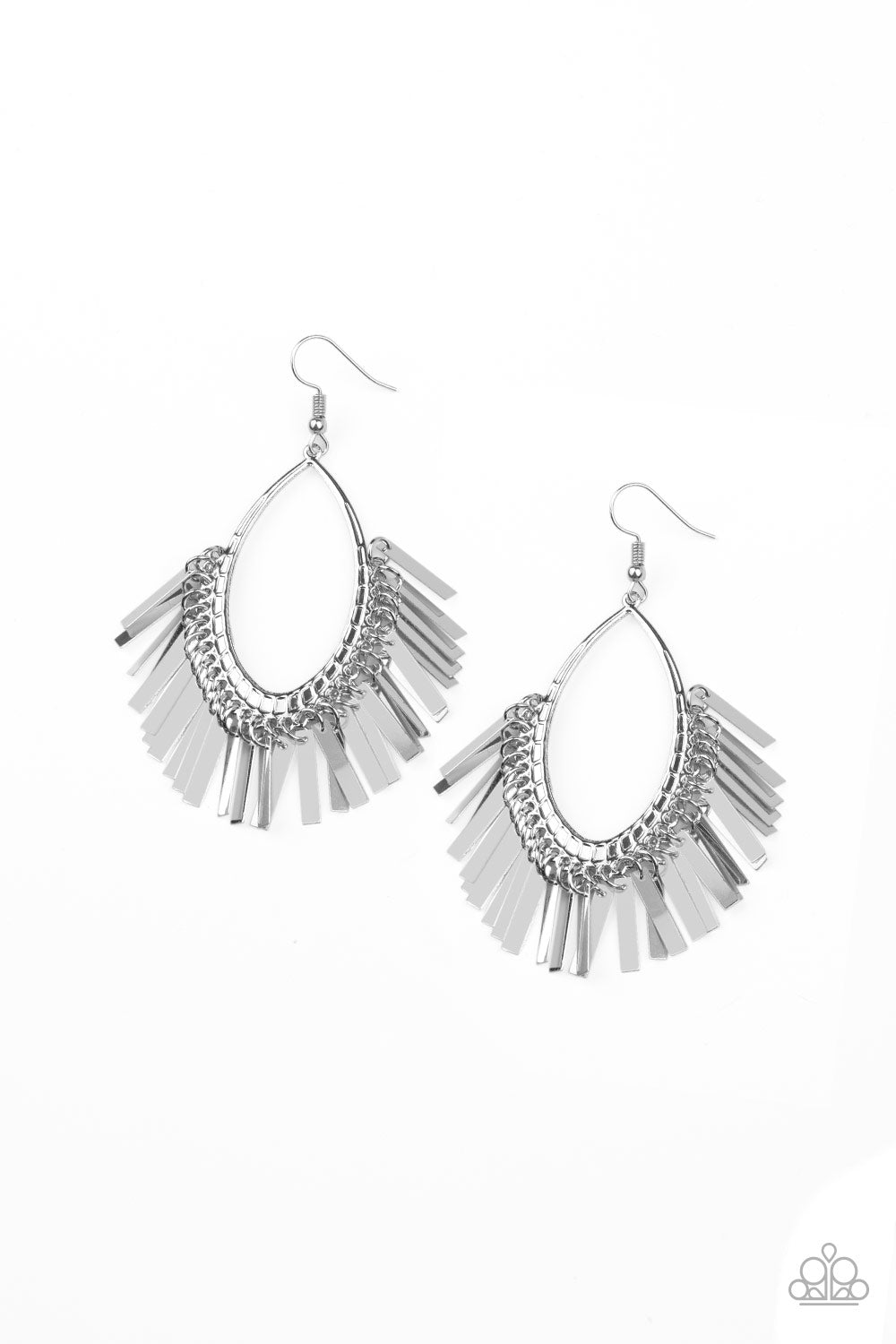 Paparazzi Accessories-Fine Tuned Machine Silver Earrings