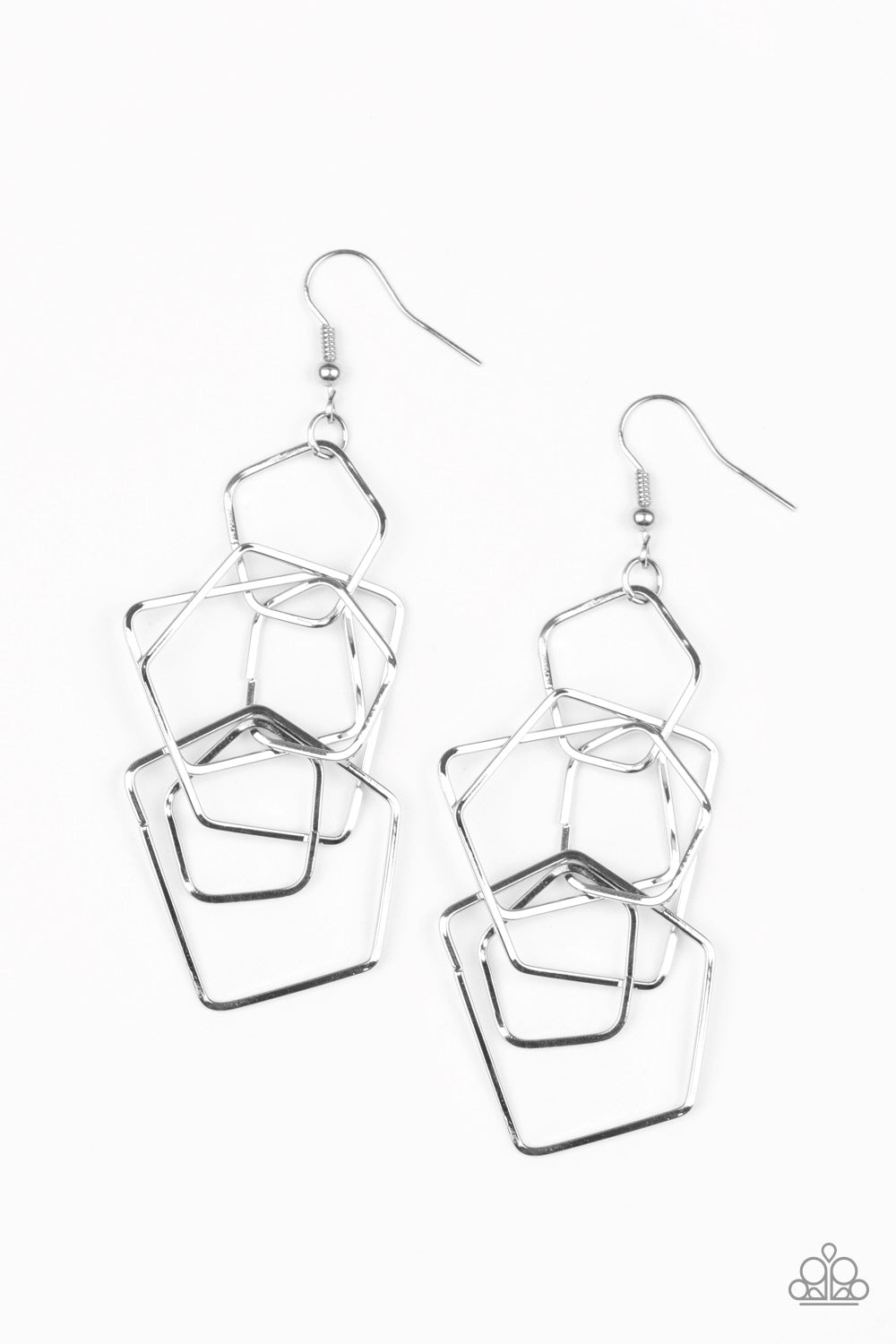 Paparazzi Accessories-Five-Sided Fabulous Silver Earrings
