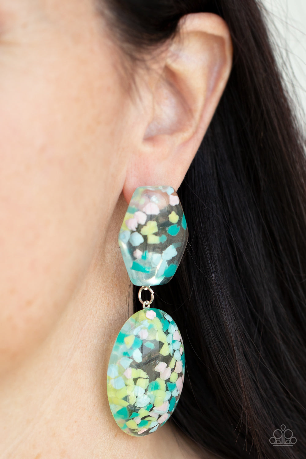 Paparazzi Accessories-Flaky Fashion Multi Confetti Acrylic Earrings