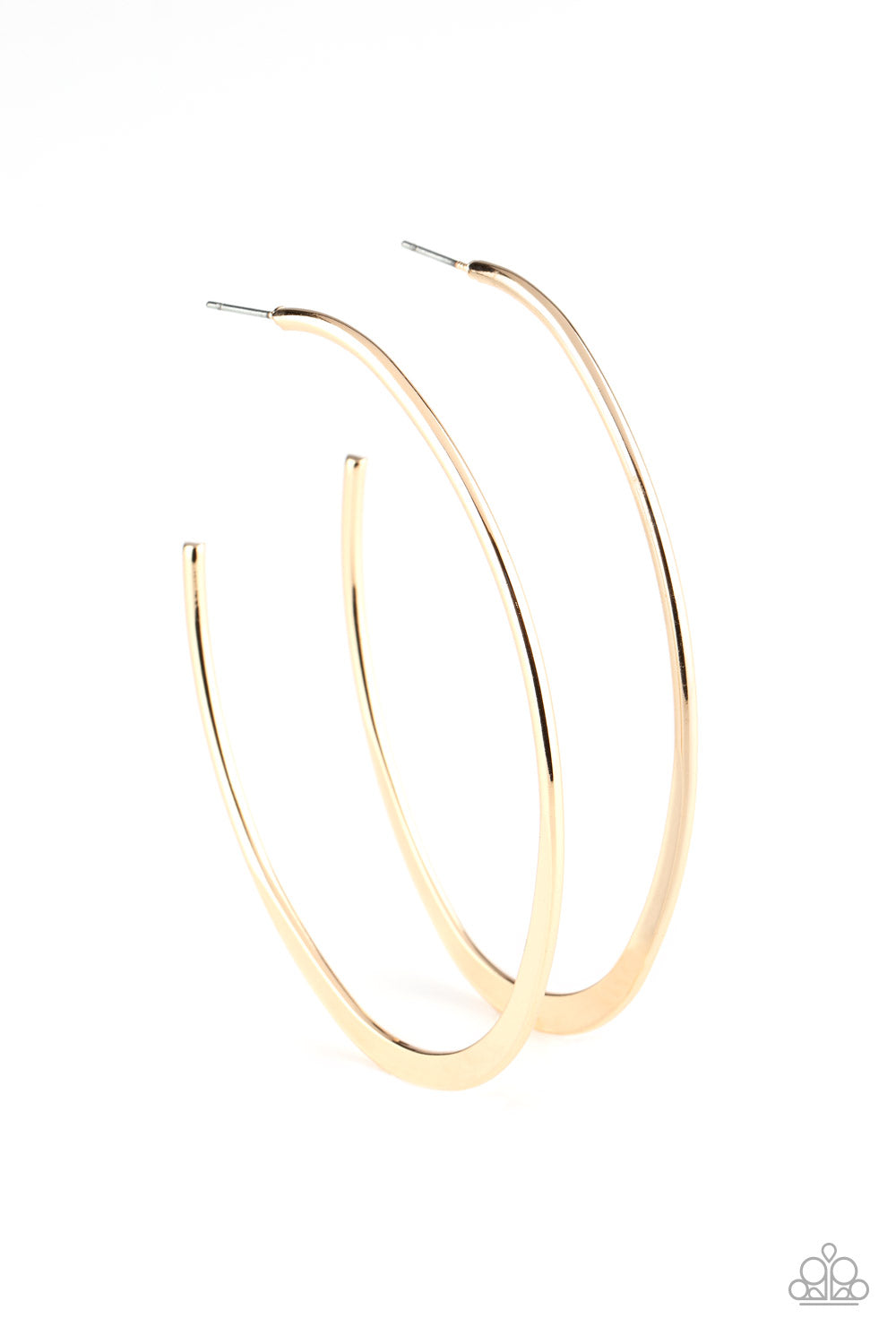 Paparazzi Accessories-Flatlined Gold Hoop Earrings