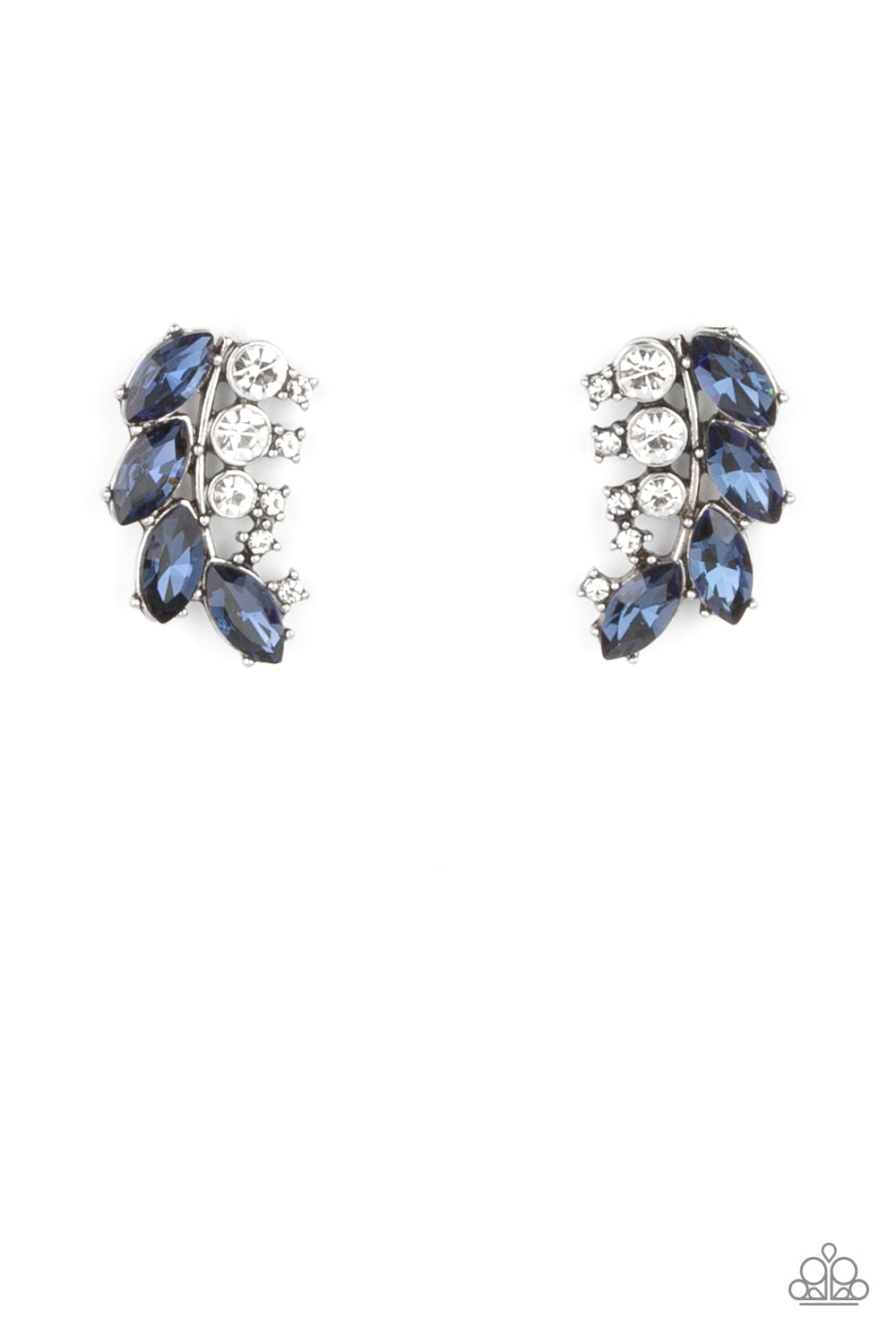 Paparazzi Accessories-Flawless Fronds Blue Dazzling Marquise Earrings