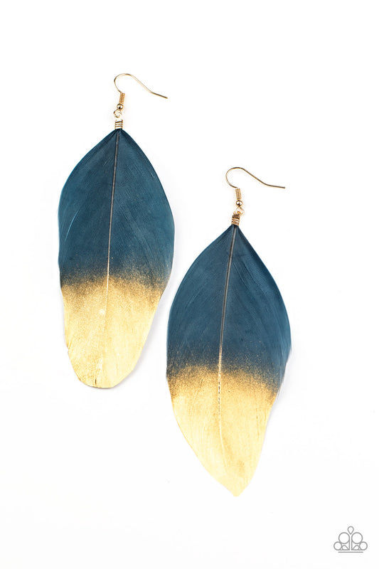 Paparazzi Accessories-Fleek Feathers Blue Earrings